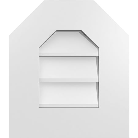 Ekena Millwork Octagonal Top Surface Mount PVC Gable Vent w/ 3-1/2"W x 1"P Standard Frame, 14"W x 16"H GVPOT14X1601SN